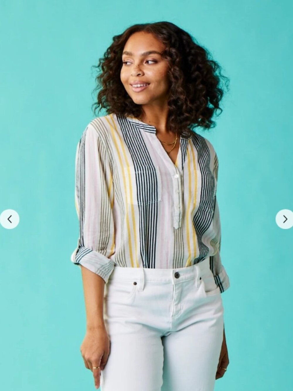 Like New! DYLAN Gauze Shirt 100% Organic Cotton Multistripe Size M